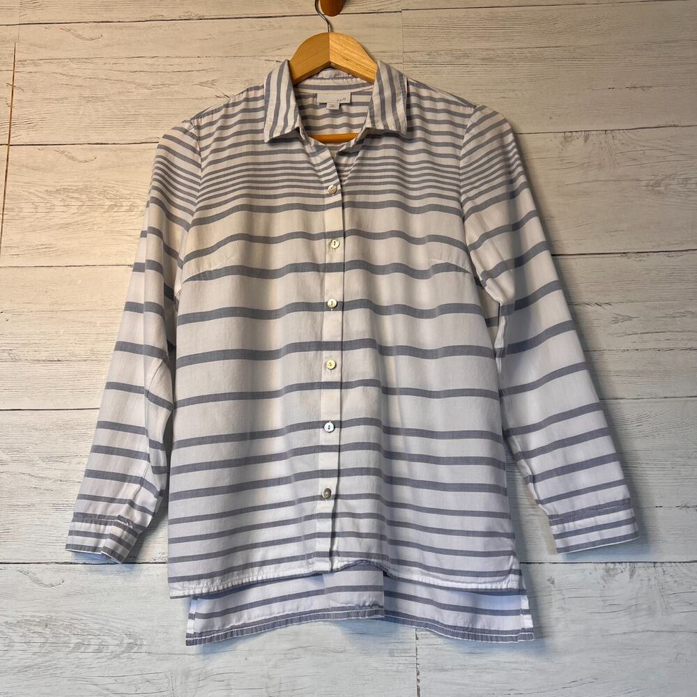 J Jill Tunic Womens Size XS Mixed Stripes Button Front Coastal 100% Cotton